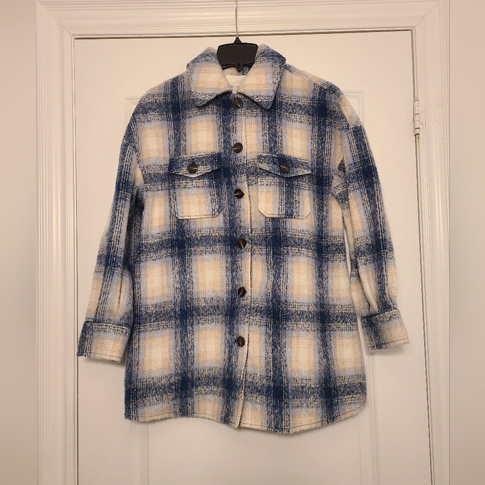 Avec Les Filles Plaid Button-Up Shacket Womens Size Small